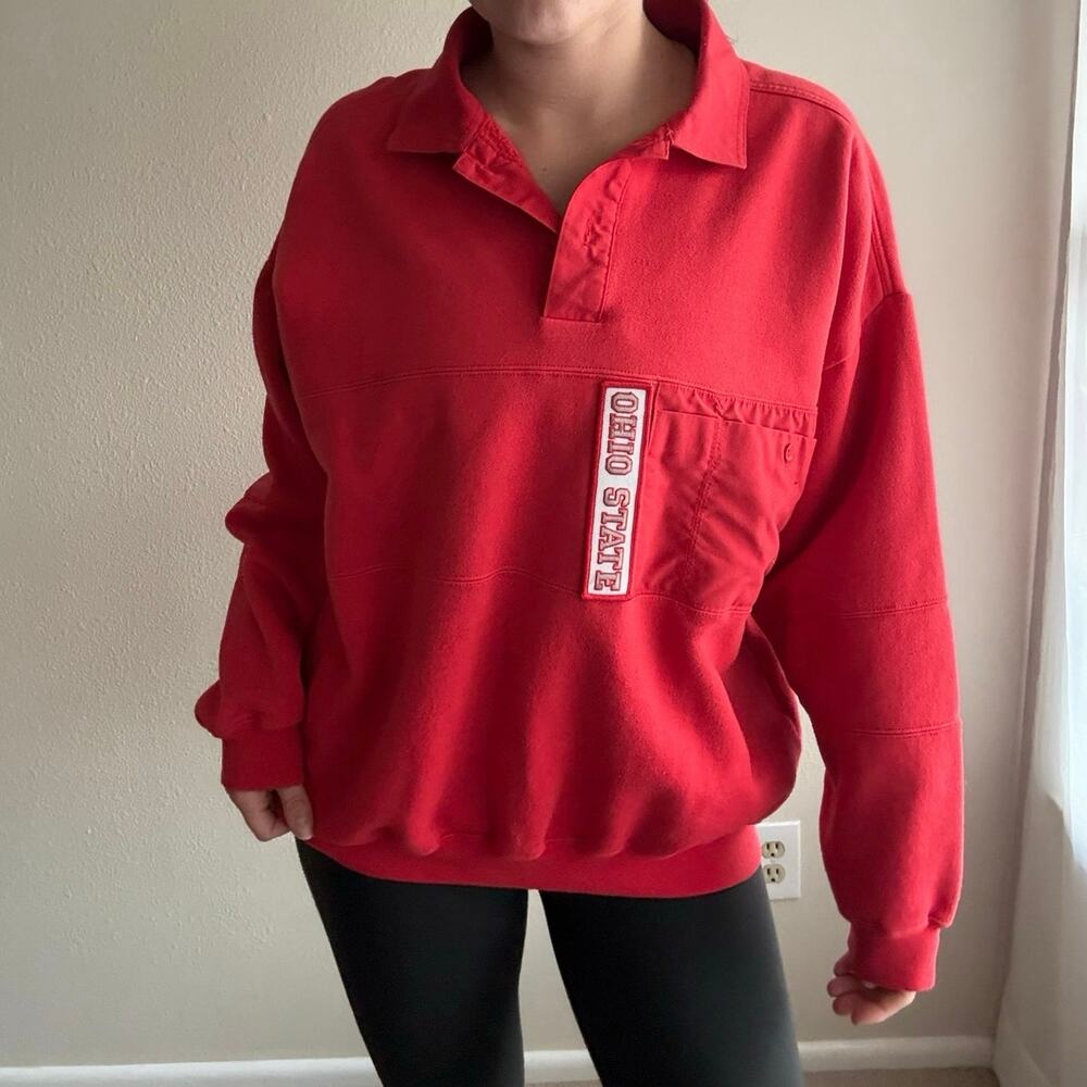 Vintage Ohio State Buckeyes Red Collared Sweatshirt collegiate OSU 90s football